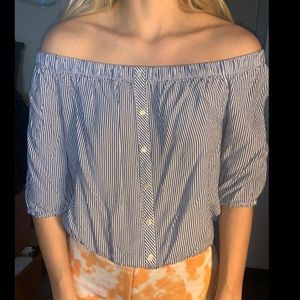 Off the Shoulders Stripped Shirt